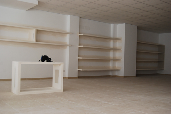Detalle de las estanterías de pladur a medida