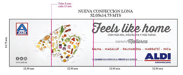 Resultado final del cartel de ALDI en el aeropuerto de Palma de Mallorca